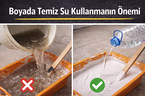 Su Bazlı Boyaya Kirli Su Katarsanız Sonuç Kötü Olur! Boyada Temiz Su Kullanmanın Önemi