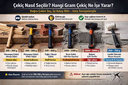 Çekiç Nasıl Seçilir? Hangi Gram Çekiç Ne İşe Yarar? (Usta Rehberi)