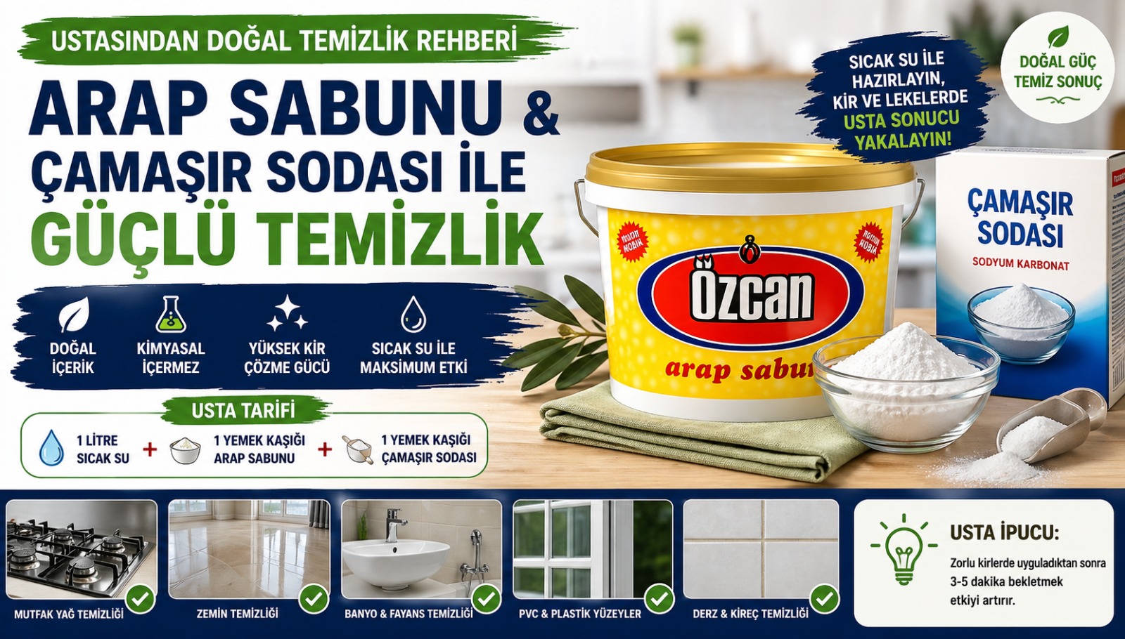 Arap Sabunu ve Çamaşır Sodası ile Temizlik: Doğal Ama Usta İşi Güçlü Çözüm