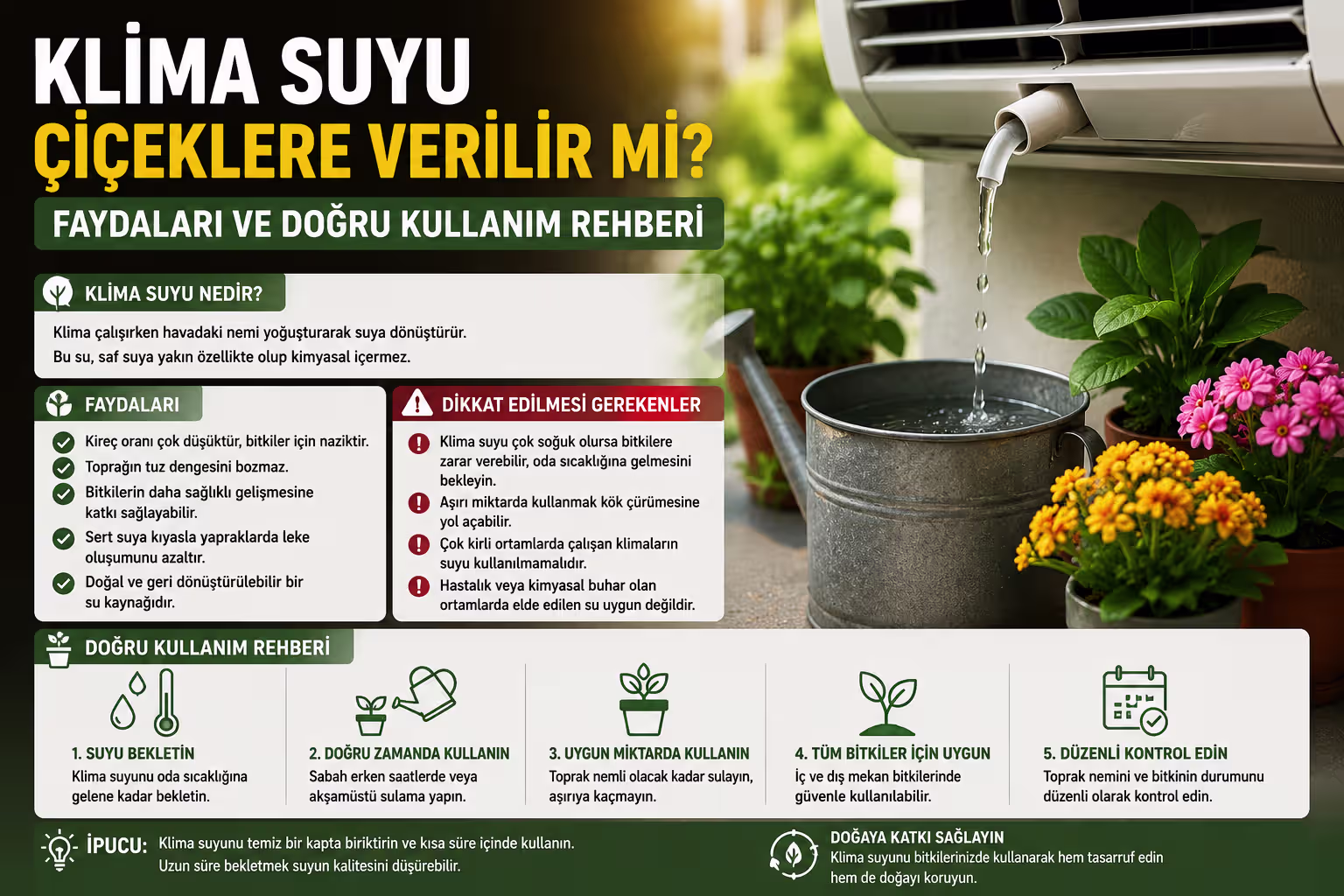 Klima Suyu Çiçeklere Verilir mi? Faydaları ve Doğru Kullanım Rehberi