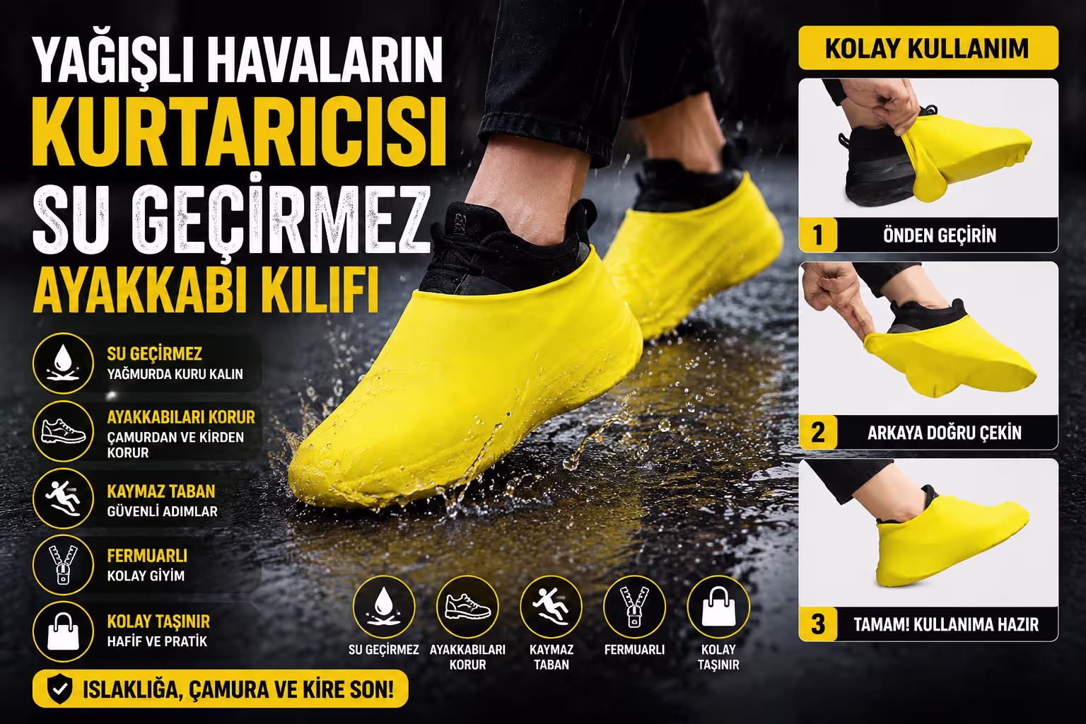 Yağışlı Havaların Kurtarıcısı Su Geçirmez Ayakkabı Kılıfı