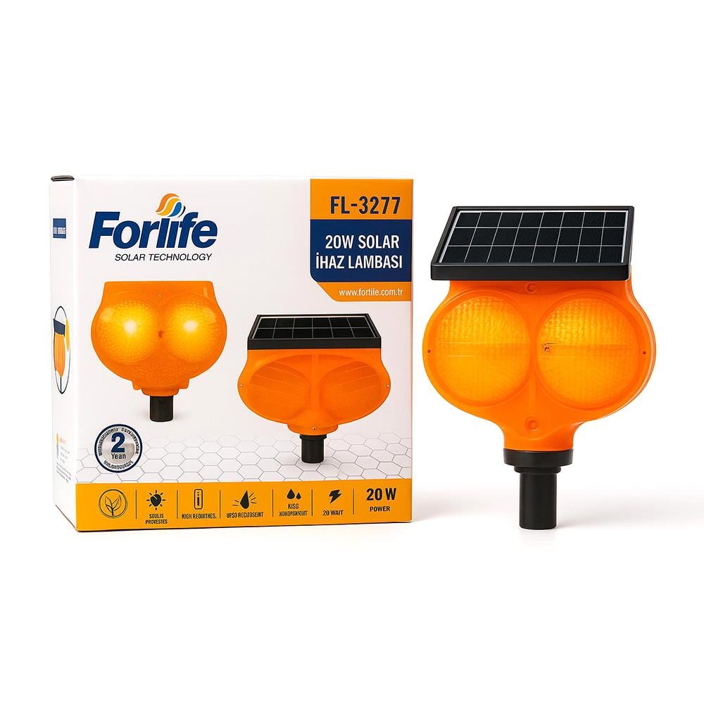 Forlife Solar Flaşörlü Uyarı ve İkaz Lambası 20W FL-3277 resmi