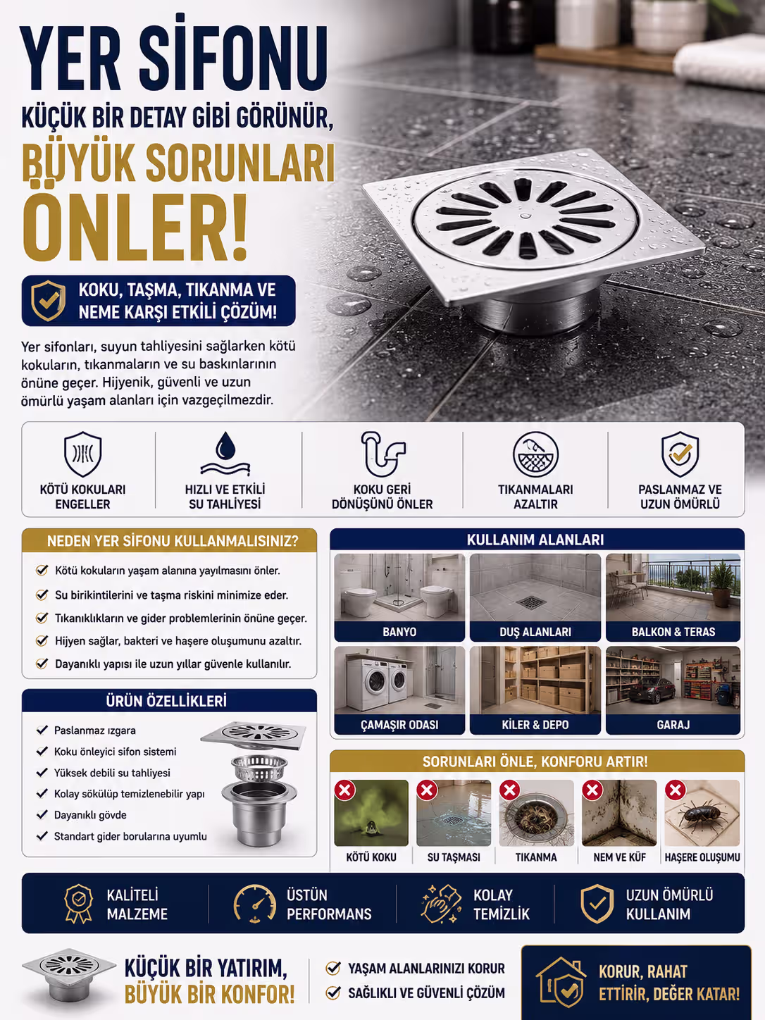 Yer Sifonu Nedir? Banyo, Balkon ve Teraslarda Neden Önemlidir?