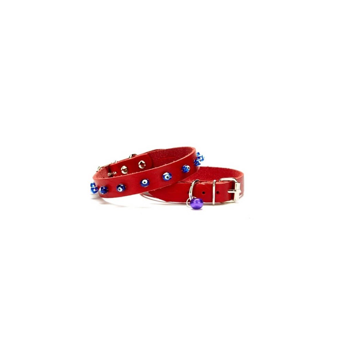 Cattie Boncuklu Deri Kedi Boyun Tasması Kırmızı 1,5x31-35Cm BKT18XXLRED resmi
