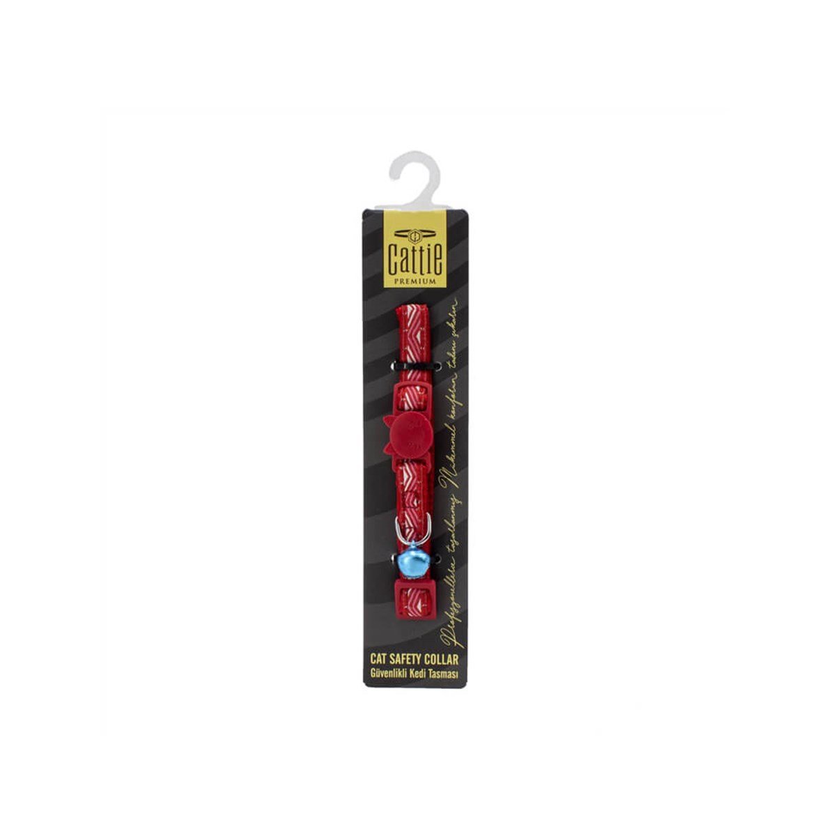 Cattie Desenli Kedi Boyun Tasması Kırmızı 1x15-25Cm EKBTRED resmi